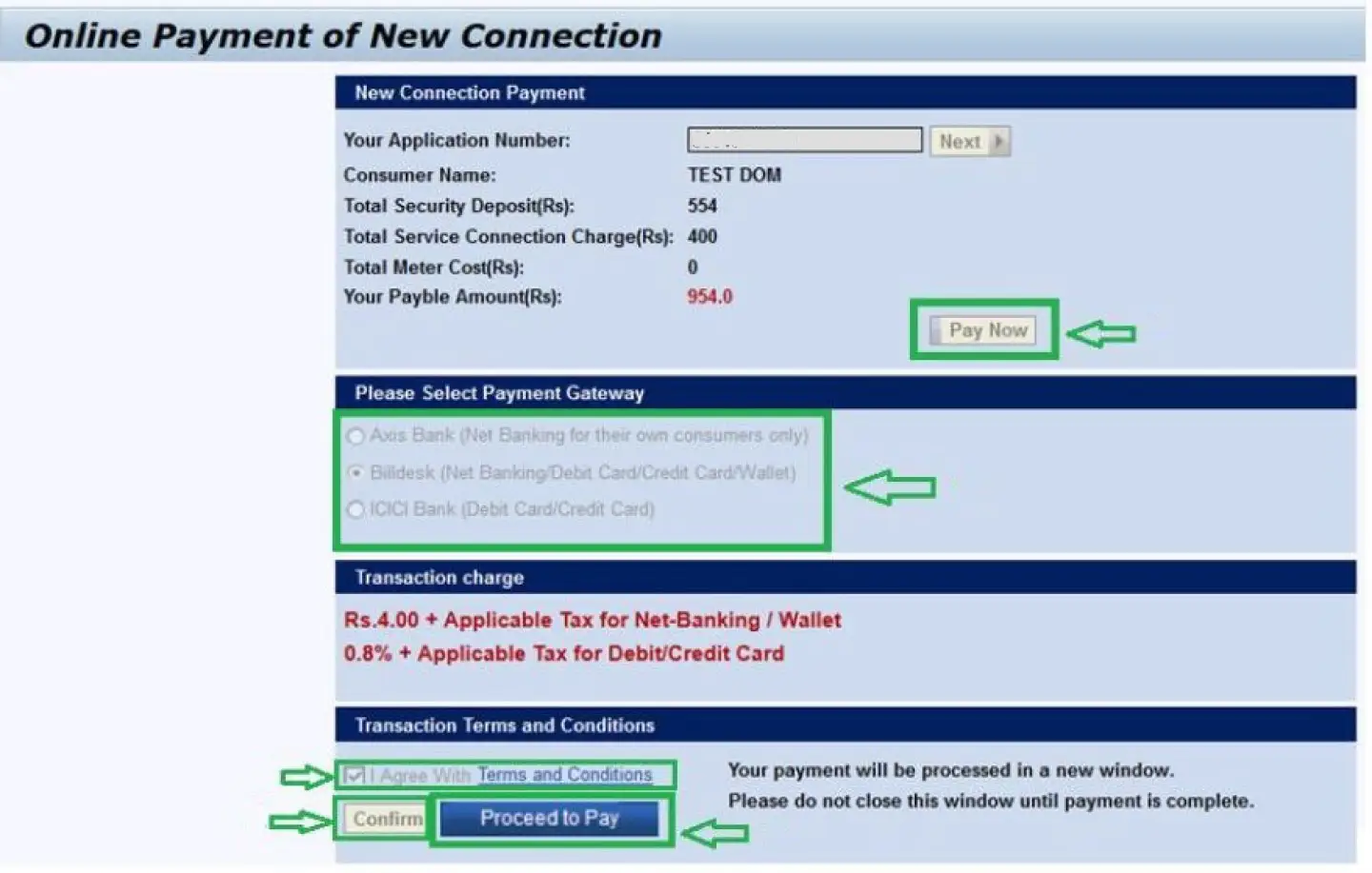 electric new connectio payment step 4